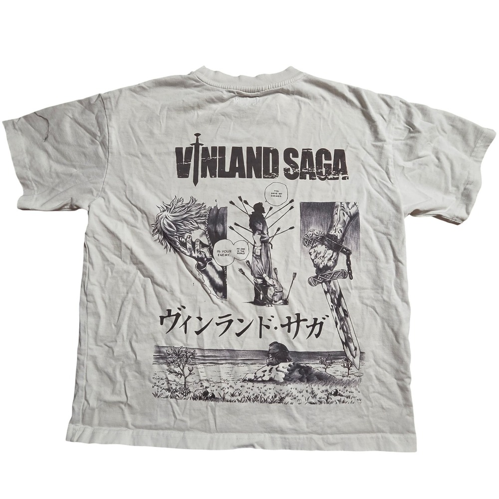 Koja Vinland Saga Manga Graphic T-Shirt Cream M Thorfinn Print Anime Streetwear